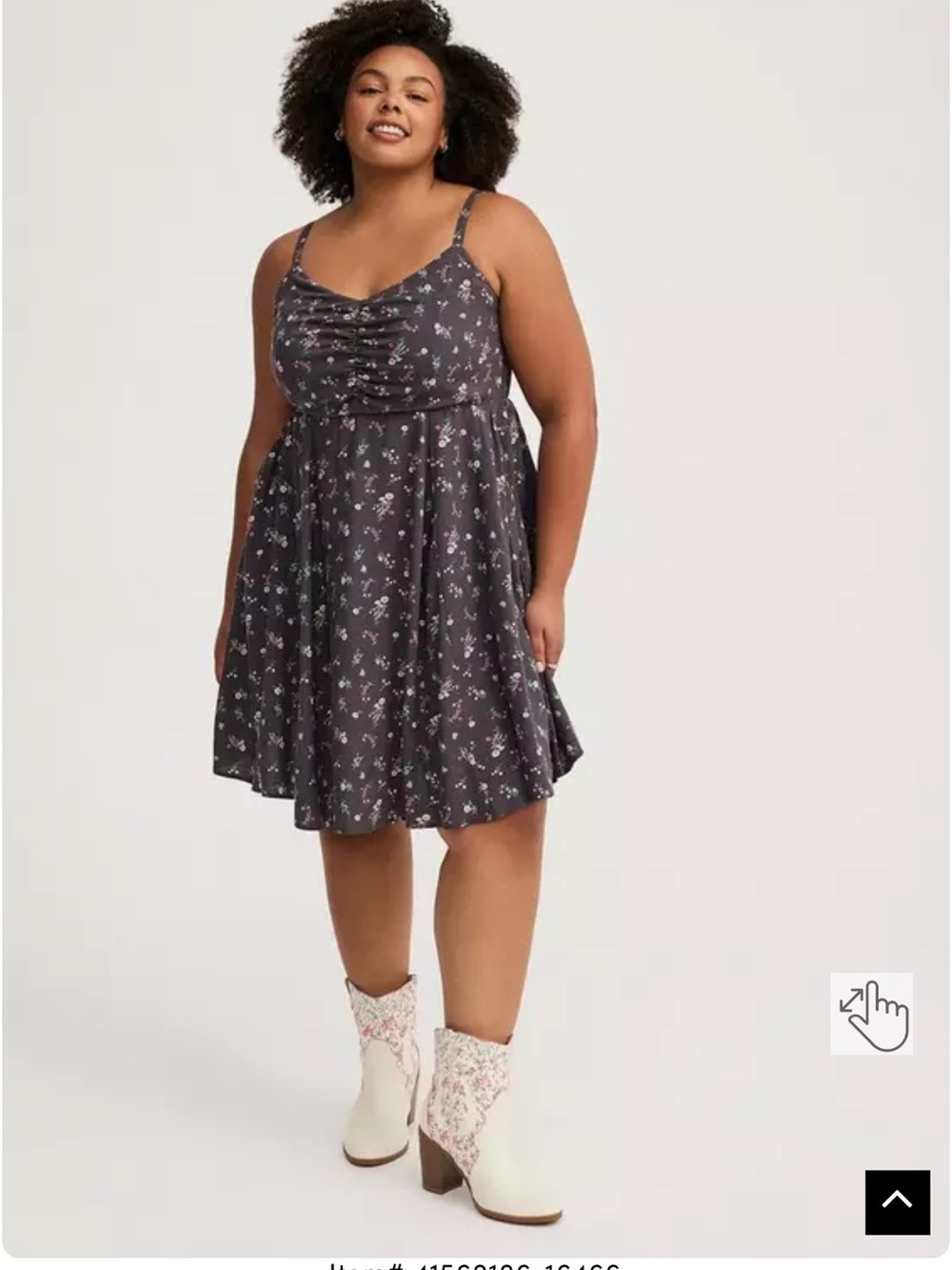 torrid Mini Challis Skater Charcoal Floral Ruched Dress size 4 (4x)